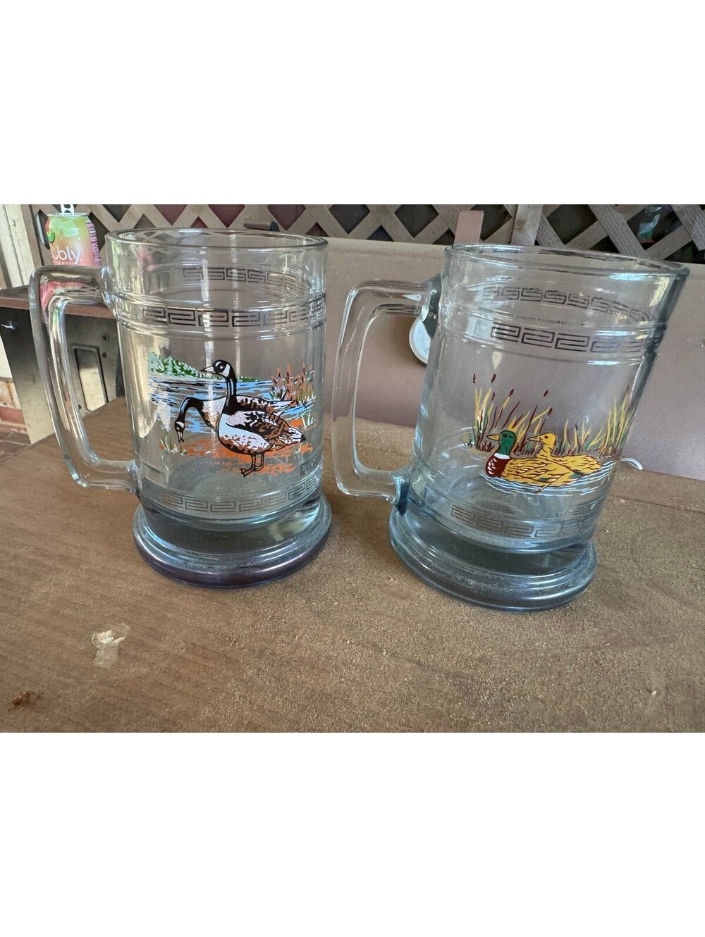 Princess House Crystal Beer Steins Mugs - Mallard Duck & Canadian Geese
